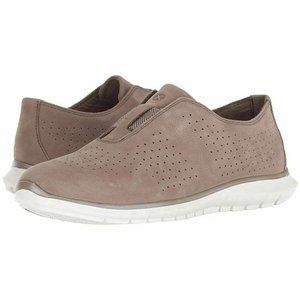 NEW Hush Puppies Women Tricia Perf Slip On Nubuck Beige Comfortable Laceless